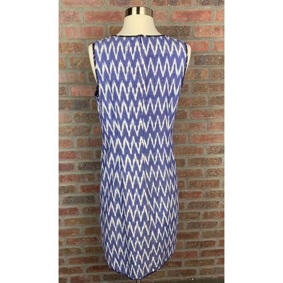 J. Crew Sleeveless Shift Dress in Blue Ikat,  6 - Picture 5 of 8
